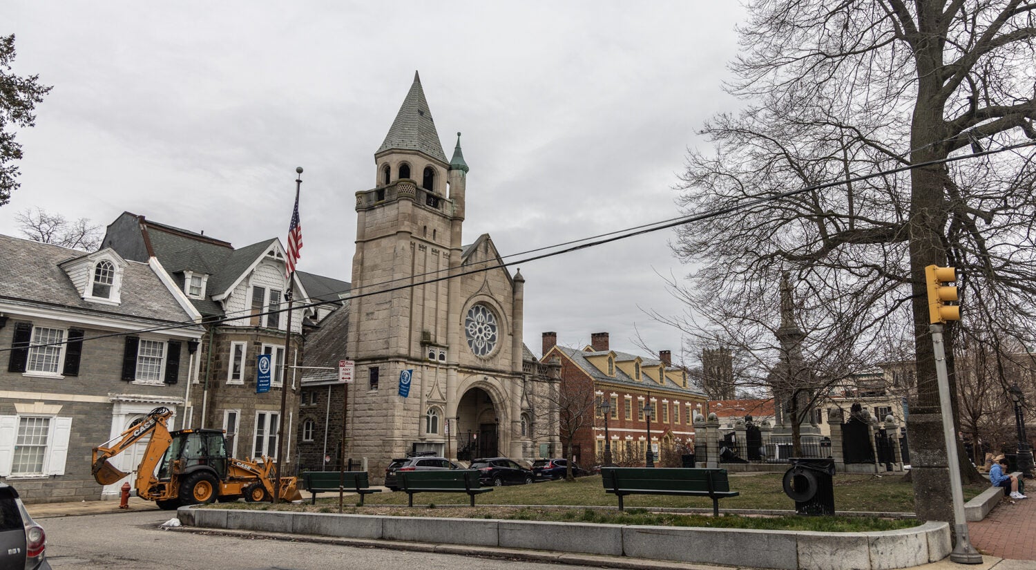 A square with benches in the Germantown neighborhood