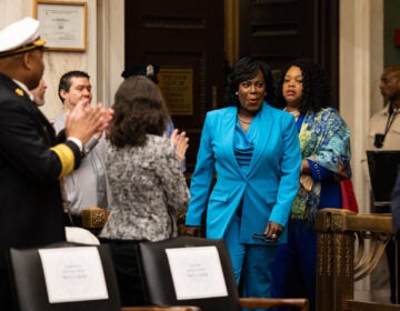 Mayor Cherelle Parker enters council chambers