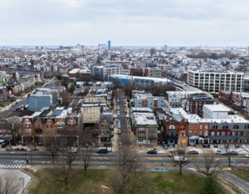 an aerial view of housing in North Philadelphia
