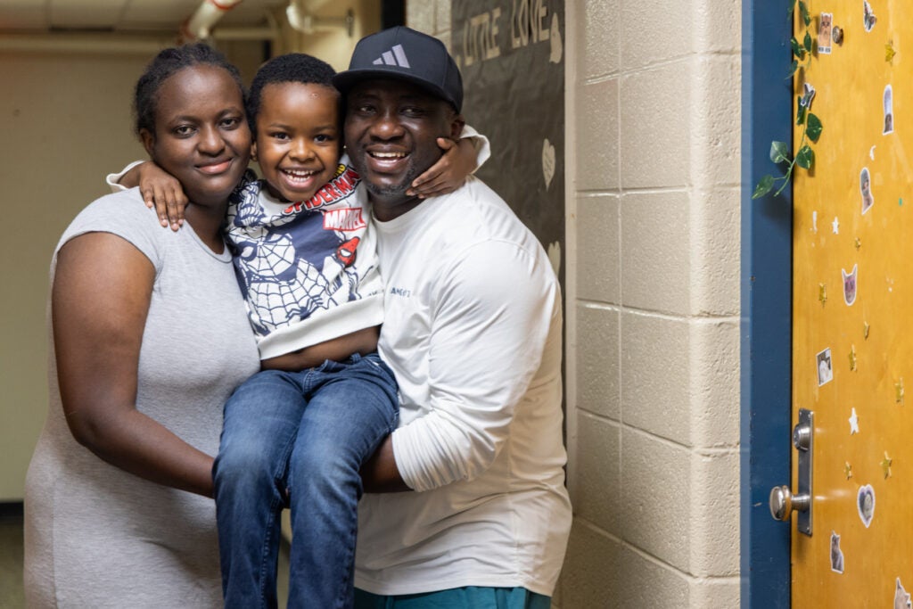 A HomeWorks Trenton scholar is visited by family