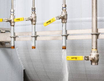 Pipes attached to PFAS filtration tanks