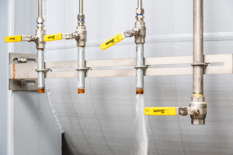 Pipes attached to PFAS filtration tanks