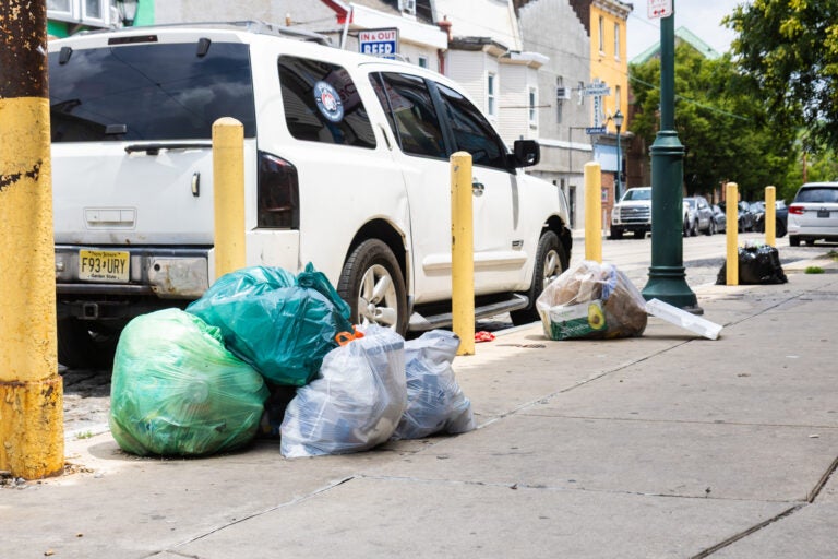 Trash on the curb in the Germantown section of Philadelphia