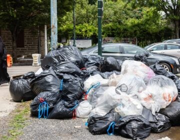 A pile of trash at Queen Lane and Germantown Avenue in Philadelphia