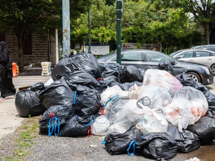 A pile of trash at Queen Lane and Germantown Avenue in Philadelphia