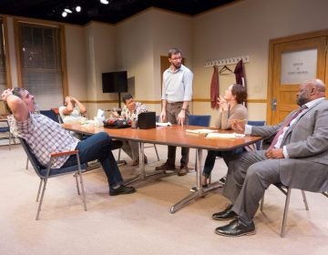 The ensemble in '74 Seconds ... to Judgment' at Arden Theatre Company. (Photo courtesy of Mark Garvin) 