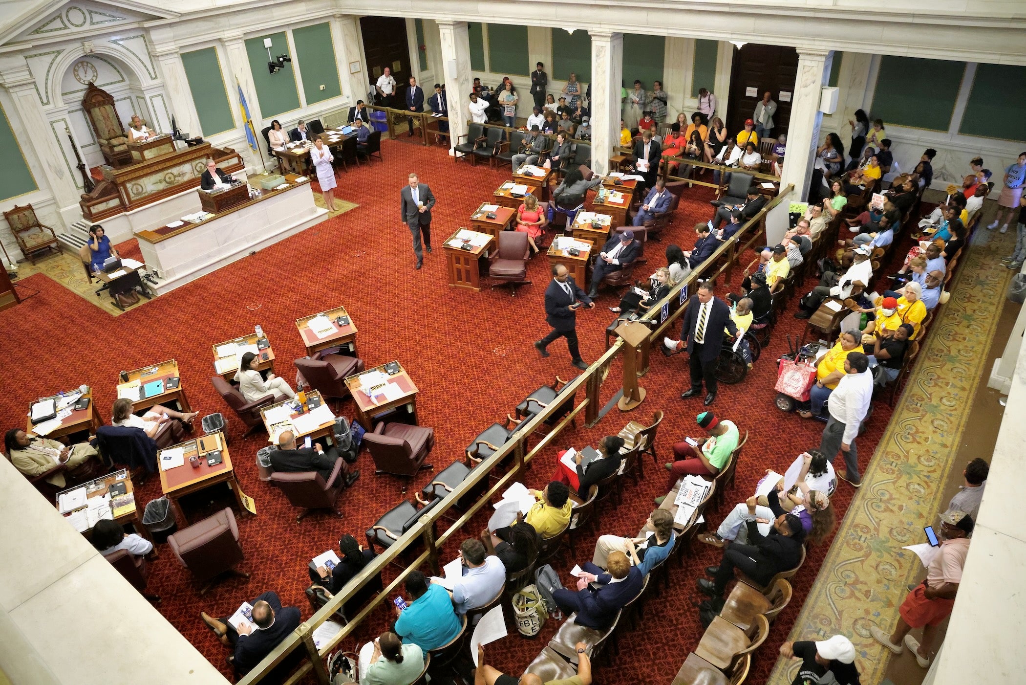 an overhead view of Philadelphia City Council meeting