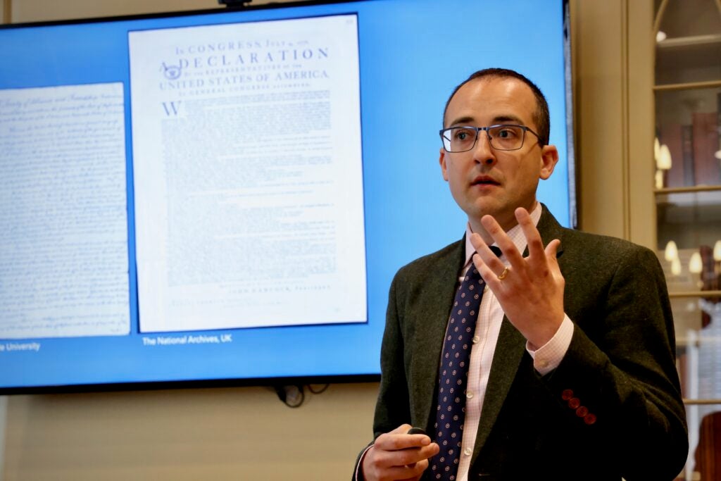 Matthew Skic of the Museum of the American Revolution gives a presentation