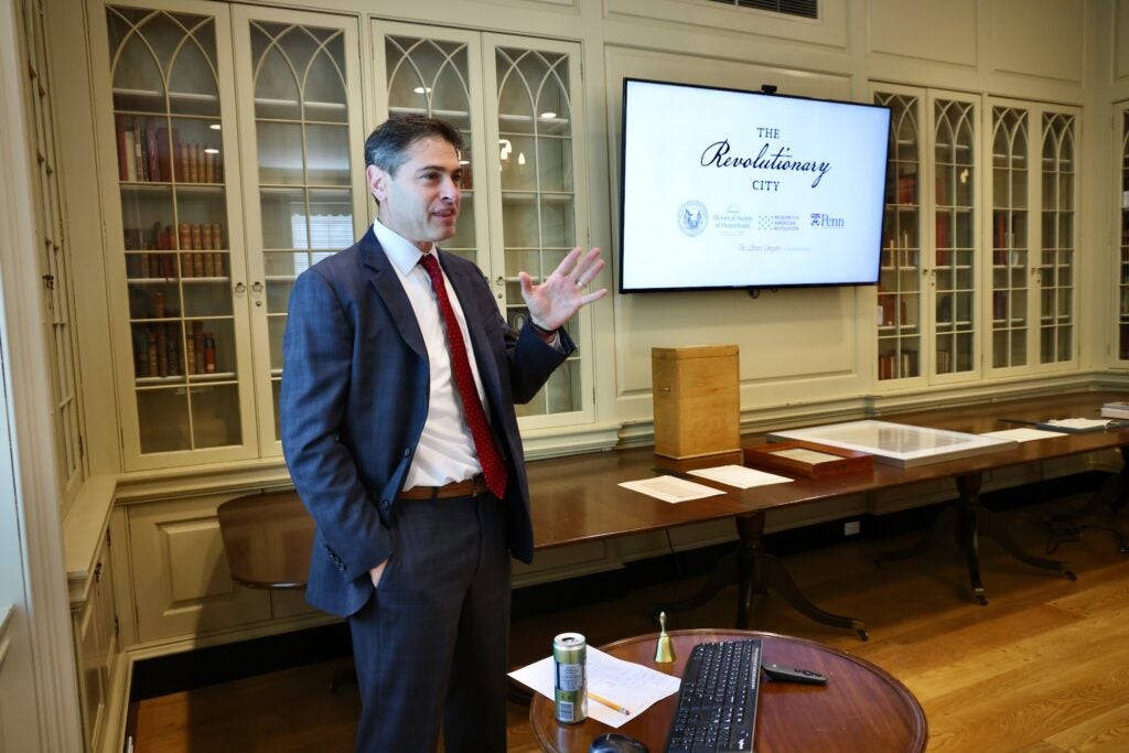 Patrick Spero, CEO of the American Philosophical Society, gives a presentation
