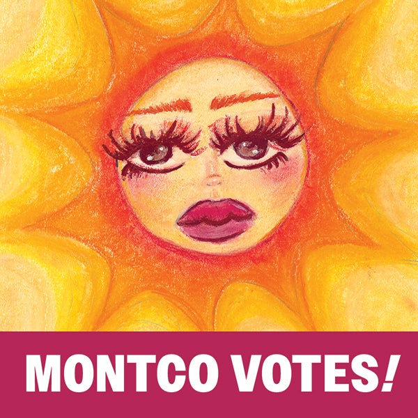 Stickers that say 'Montco votes'