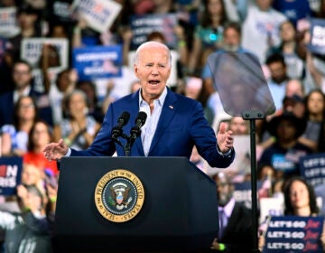 Joe Biden speaking at a rally