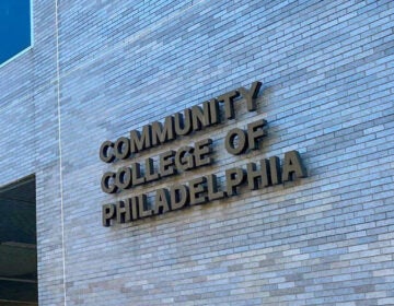 a sign for Community College of Philadelphia