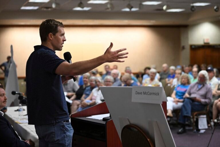 Conor Lamb speaks to the crowd at a town hall-style event