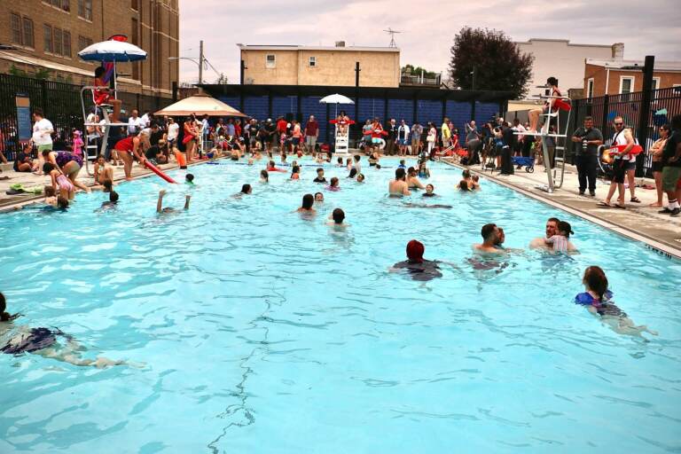 The 2,460-square-foot Francis Lederer Pool is part of a $4 million Rebuild project that includes a sprayground and artwork by Carin Mincemoyer. (Emma Lee/WHYY)