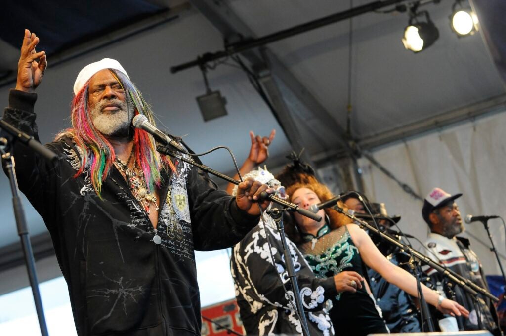 George Clinton performing on stage