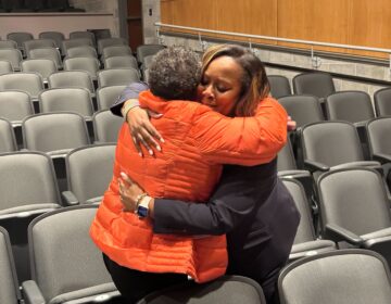 Superintendent Katrina McCombs hugs her mom