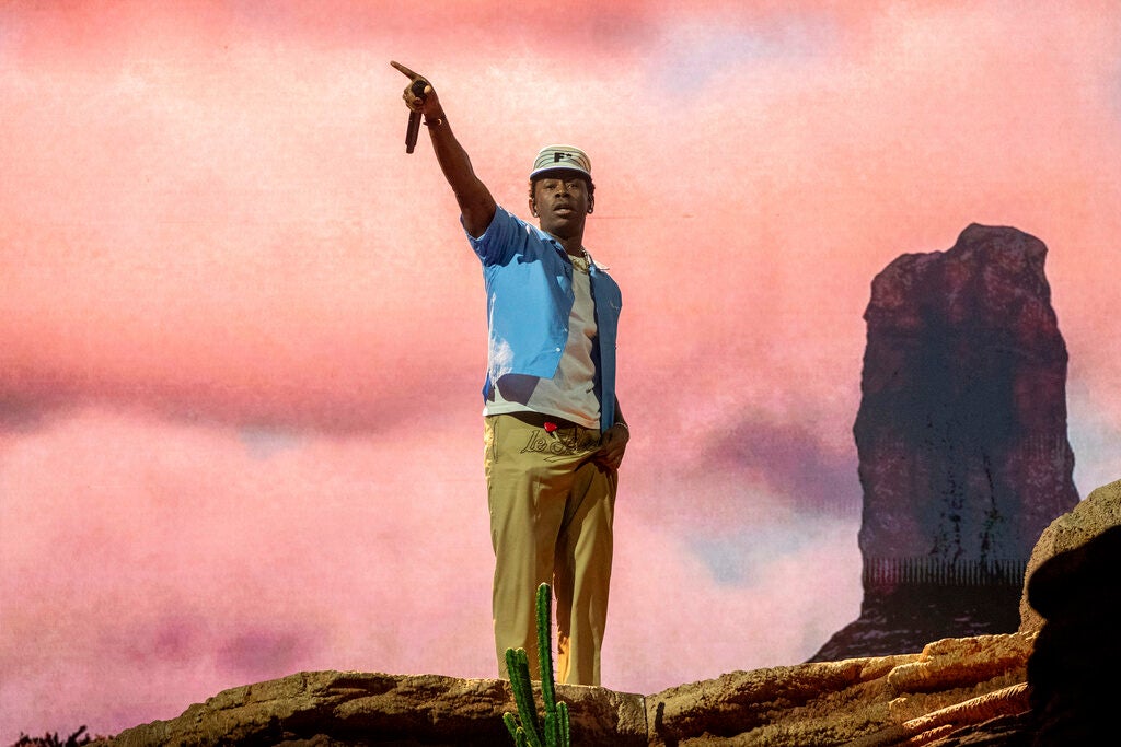 Musical artist Tyler, the Creator performs on stage