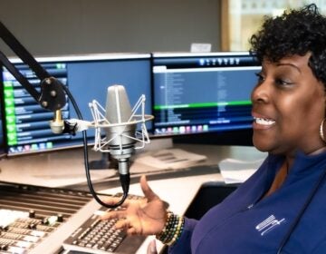 Nicole Sweeney on the mic at the station’s studio