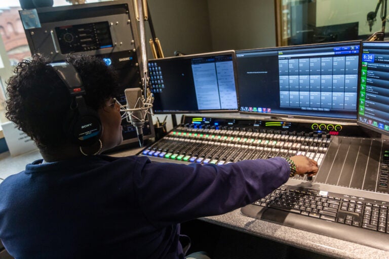 Nicole Sweeney on the mic at the station’s studio