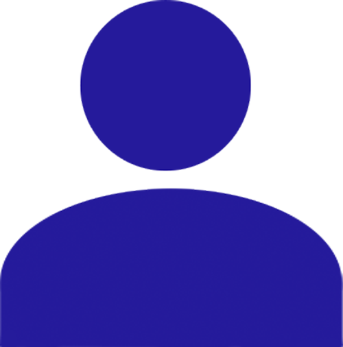 An icon of a person. There is a navy blue circle and a navy blue oval shape.