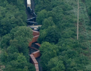 The scene of a train derailment in Montgomery County.